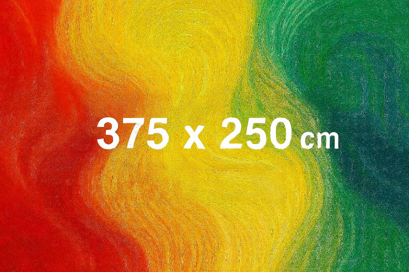 Abstraktes Kategoriebild für Vlies Fototapeten 375 x 250 cm – rot-gelb-grünes Design mit Maßangabe